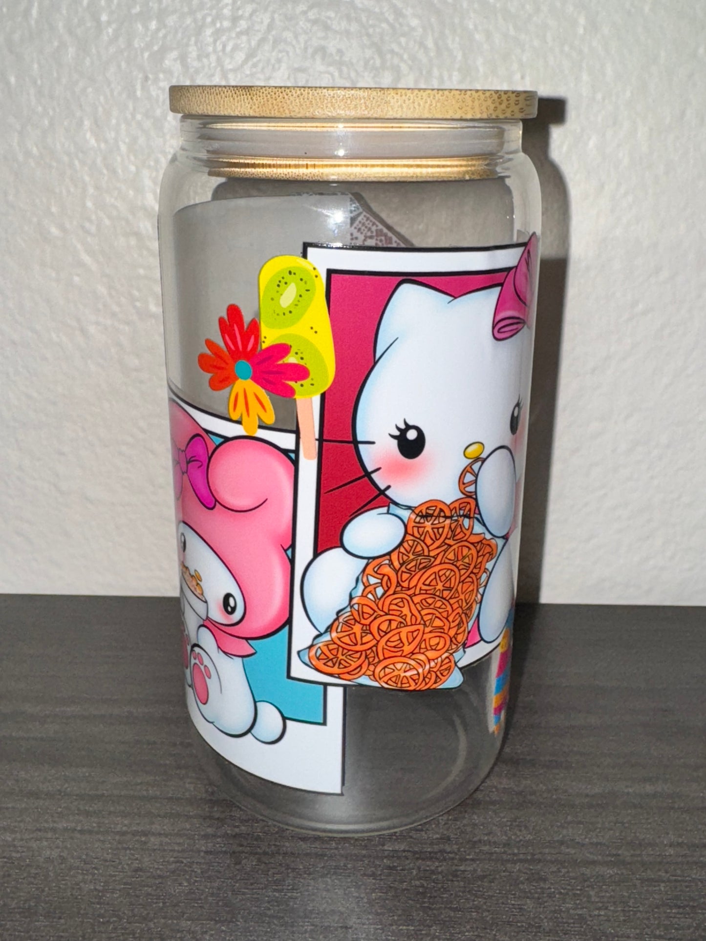 Kitty & Friends Eating Mexican Food 16oz Glass Cup