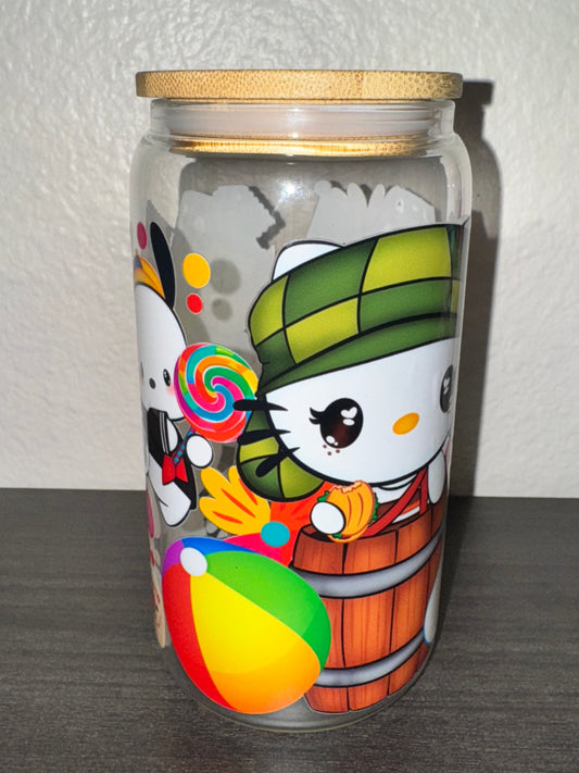 Kitty Meets El Chavo – 16oz Glass Cup