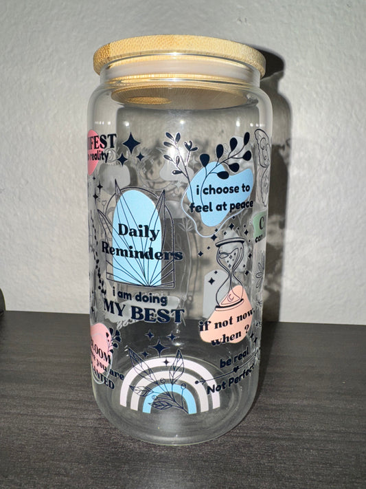 Daily Reminder Affirmations 16oz Glass Cup